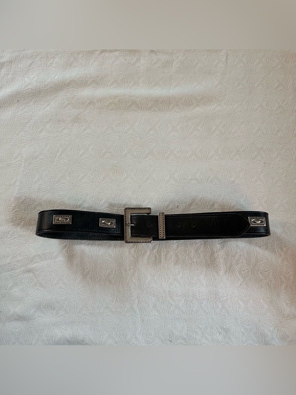 Vintage Gap Leather Embellished Western Studded Silver Black Brown Belt USA 34